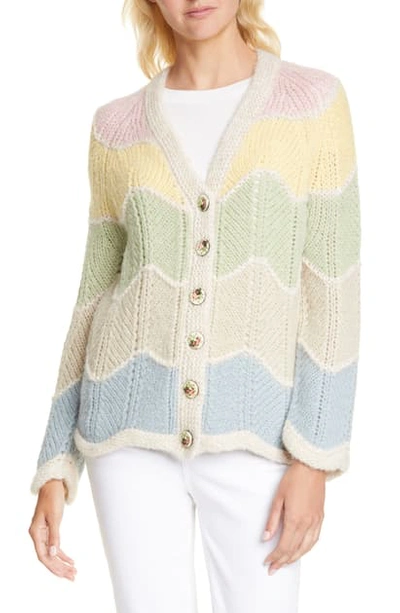 Shop Loveshackfancy Deena Cardigan Sweater In Rainbow