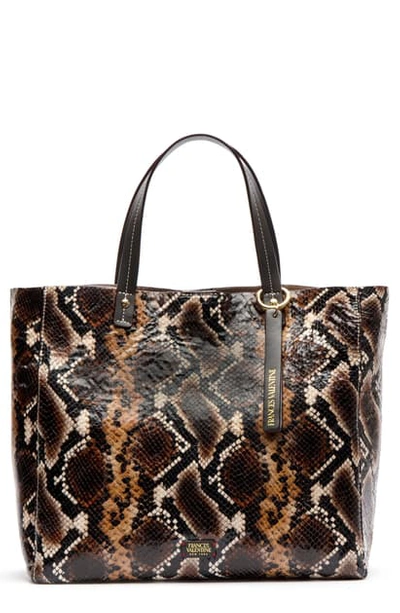 Shop Frances Valentine Margaret Snake Embossed Leather Tote In Nat/ Brown