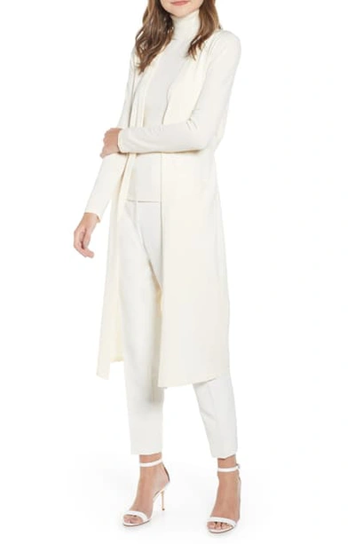 Shop Anne Klein Long Belted Cardigan In Anne White