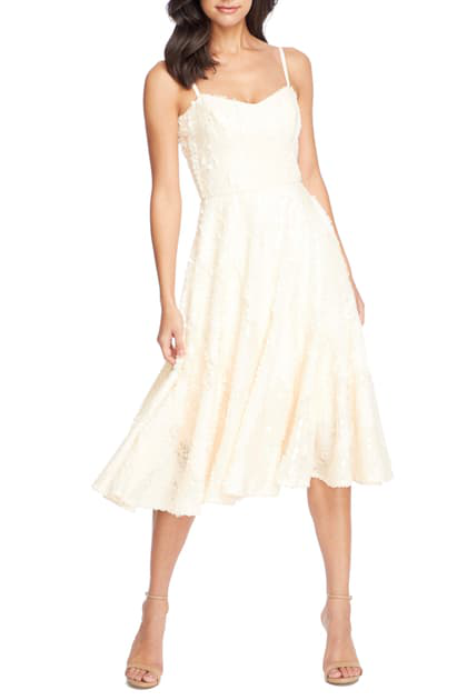 cream fit and flare dress