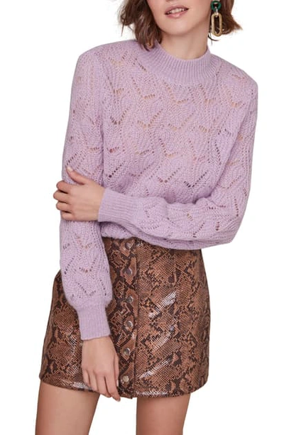 Shop Astr Audra Bishop Sleeve Sweater In Lilac