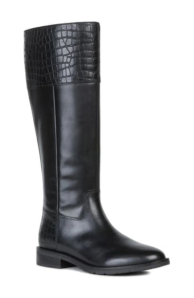 Geox Bettanie Tall Boot In Black Leather | ModeSens