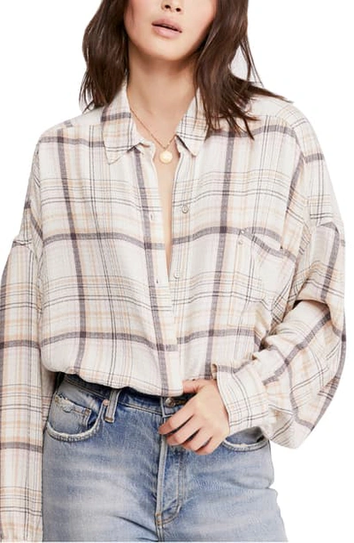 Shop Free People Hidden Valley Woven Plaid Shirt In Ivory