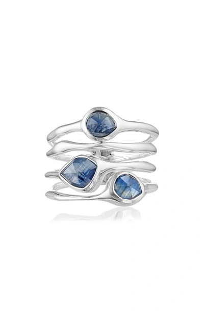 Shop Monica Vinader Siren Cluster Cocktail Ring In Silver/ Kyanite