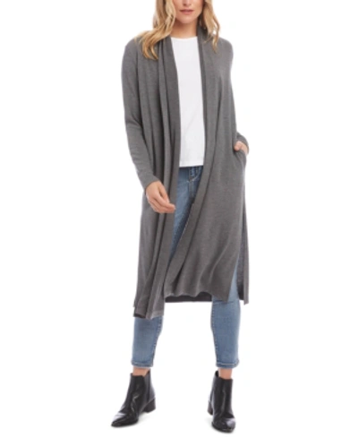 Shop Karen Kane Duster Cardigan In Dark Heather Grey