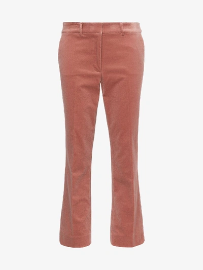 Shop Frame Perfect Cropped Velvet Trousers In Pink