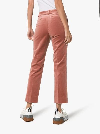 Shop Frame Perfect Cropped Velvet Trousers In Pink