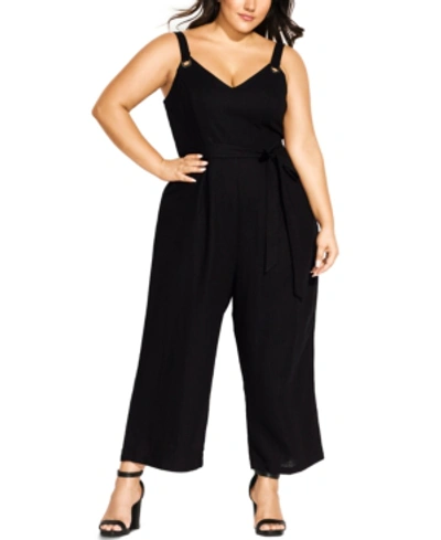 Shop City Chic Trendy Plus Size So Breezy Jumpsuit In Black
