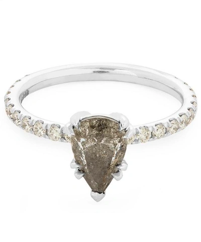 Shop Anna Sheffield White Gold Eleonore Delicate Grey Diamond Pave Ring