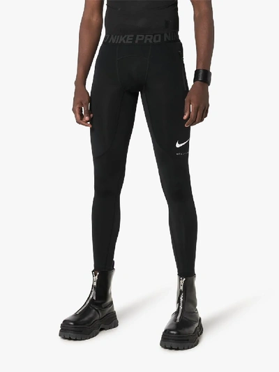 Shop Nike 1017 Alyx 9sm X 1017 Alyx 9sm Black Logo Print Leggings