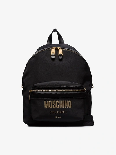 Shop Moschino Black Logo Backpack