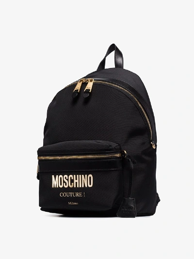 Shop Moschino Black Logo Backpack