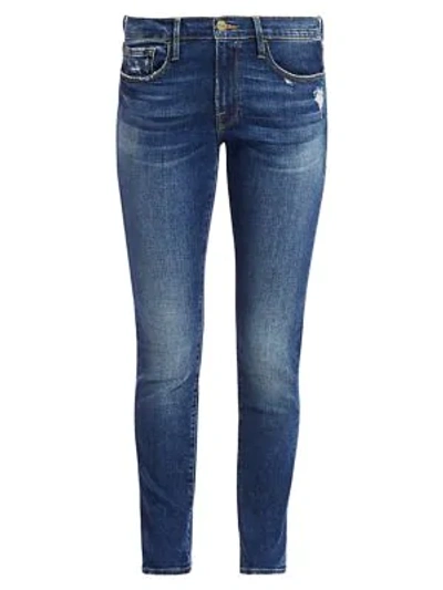 Shop Frame Le Garçon Mid-rise Skinny Jeans In Azure