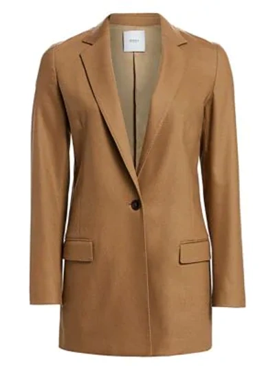 Shop Agnona Stretch Cashmere & Wool Single-breasted Flannel Jacket In Camel