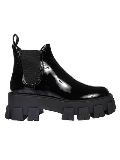 Shop Prada Vernice Boots In Black