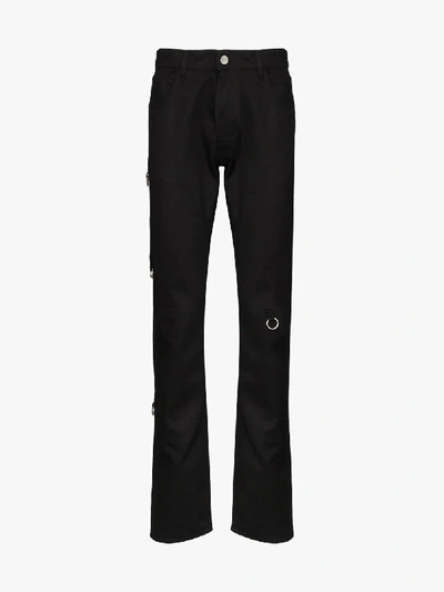 Shop Raf Simons Ring Detail Slim Fit Jeans In Black