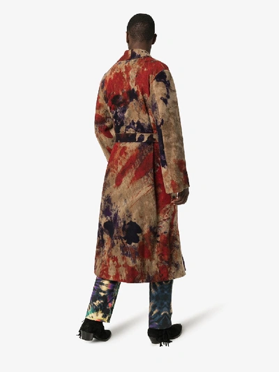 Shop Canessa Tie-dye Belted Long Jacket In Multicoloured