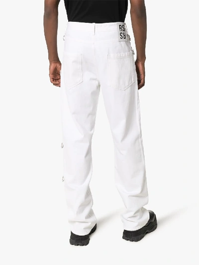 Shop Raf Simons 9 Rings Relaxed Logo Patch Jeans In White