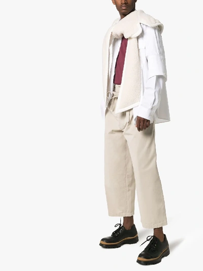 Shop Jw Anderson Drawstring Double Flap Trousers In Neutrals