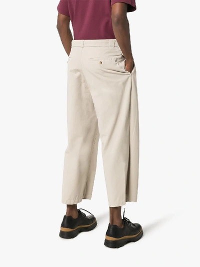 Shop Jw Anderson Drawstring Double Flap Trousers In Neutrals