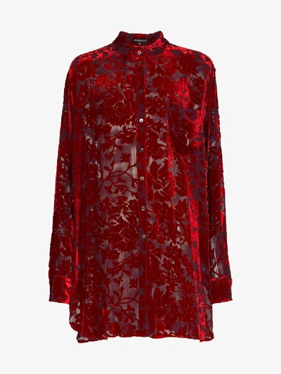 Shop Ann Demeulemeester Floral Jacquard Button-down Shirt In Red