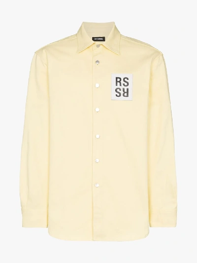 Shop Raf Simons Logo Patch Oversized Shirt In Yellow