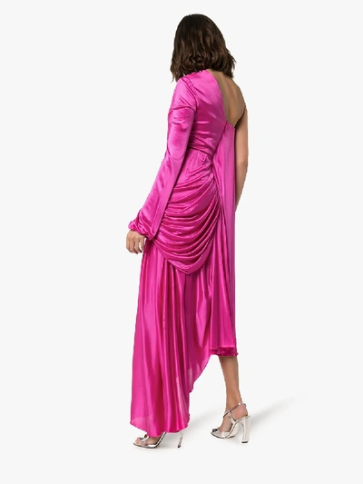 Shop Halpern One Shoulder Asymmetric Hem Dress In Pink