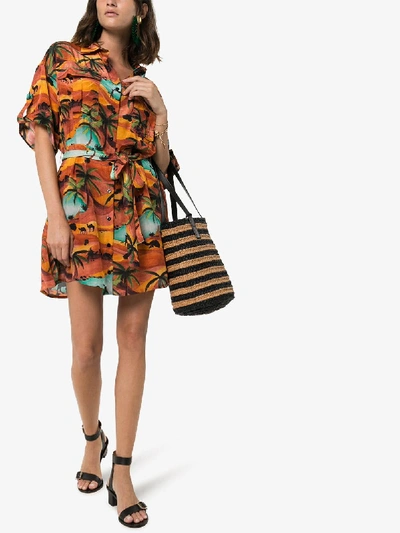 Shop Chufy Collared Tie Waist Safari Dress In Multicoloured