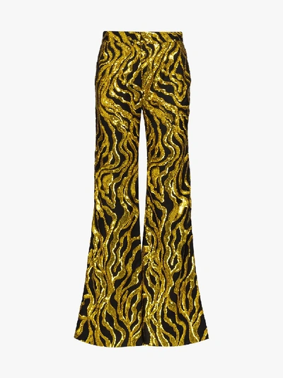 Shop Halpern Sequin Flared Trousers In Gold