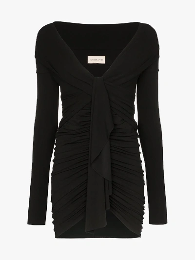 Shop Alexandre Vauthier V-neck Ruffled Mini Dress In Black