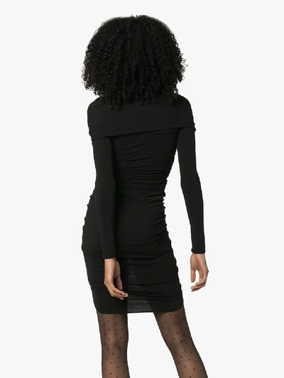 Shop Alexandre Vauthier V-neck Ruffled Mini Dress In Black