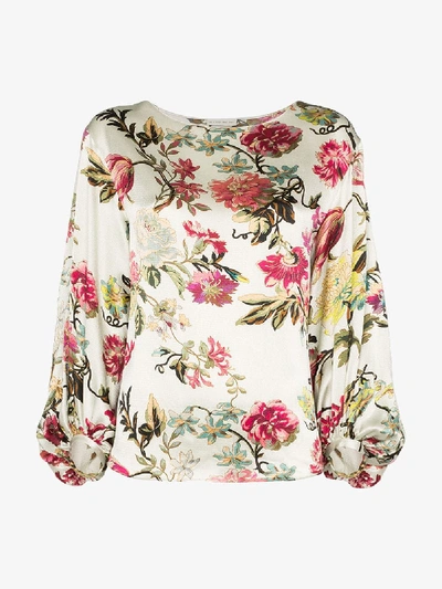 Shop Etro Long Sleeve Floral Top In Multicoloured