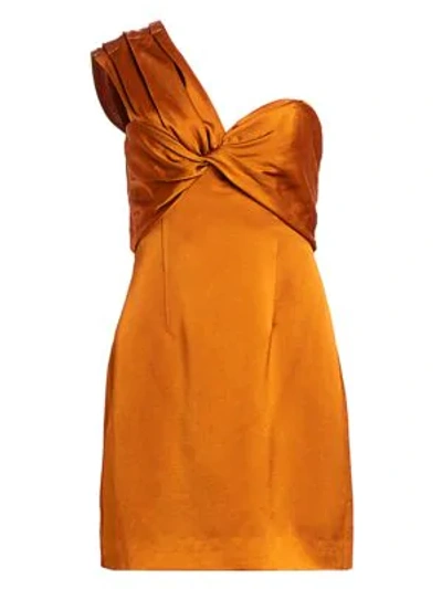 Shop Amur Misha One-shoulder Dress In Amber