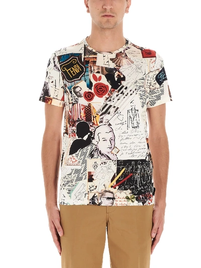 Shop Fendi Karl Kollage T-shirt In Multicolor