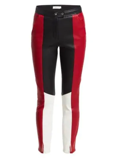 Devin Colorblock Leather Pants In Red Black Powder White ModeSens