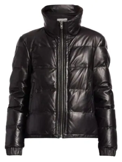 Shop A.l.c Denver Leather Quilted Puff Jacket In Black
