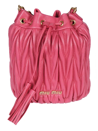 Shop Miu Miu Quilted Bucket Bag In Magenta