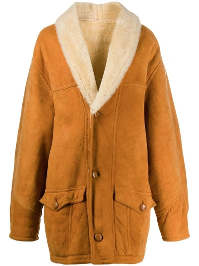 Pre-owned A.n.g.e.l.o. Vintage Cult 1980's Shearling Coat In Orange