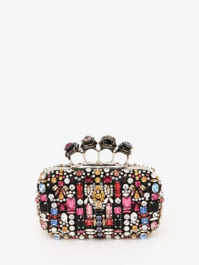 Shop Alexander Mcqueen Jewelled Embroidery Four Ring Box Clutch