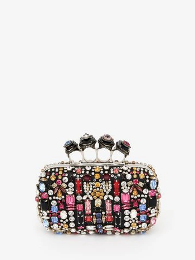 Shop Alexander Mcqueen Jewelled Embroidery Four Ring Box Clutch