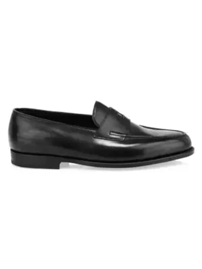 Shop John Lobb Lopez Leather Penny Loafers In Black