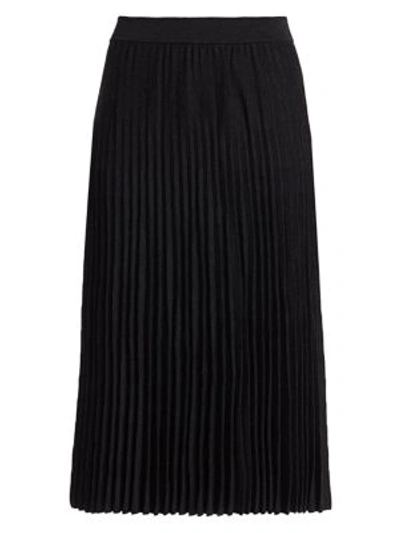 Shop Agnona Pleated Wool Midi Skirt In Charcoal