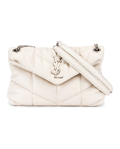 Shop Saint Laurent Small Puffer Shoulder Bag In Crema Soft