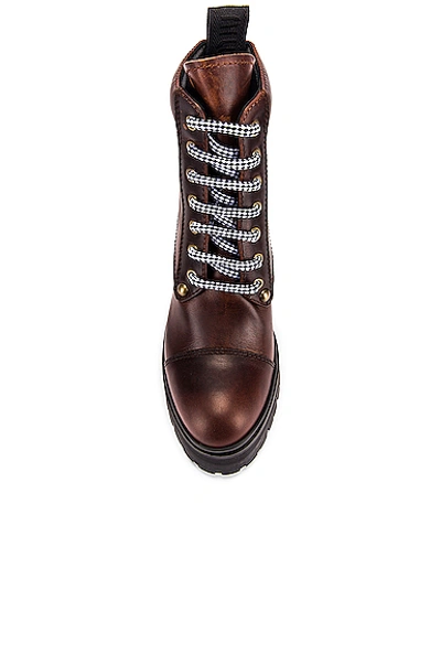Shop Miu Miu Lace Up Chunky Leather Ankle Boots In Cognac