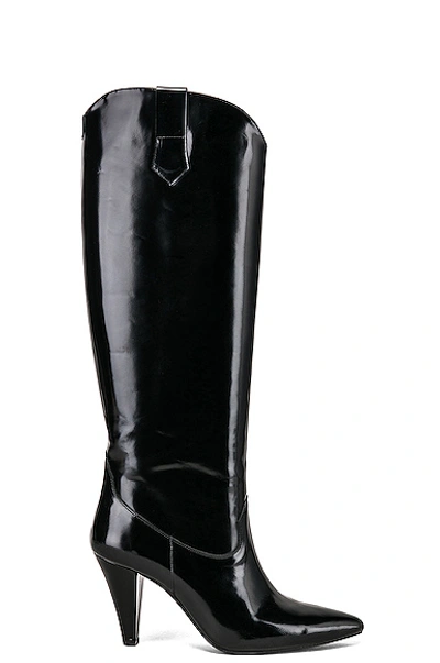 Shop Zeynep Arcay Patent Leather Knee High Boots In Black