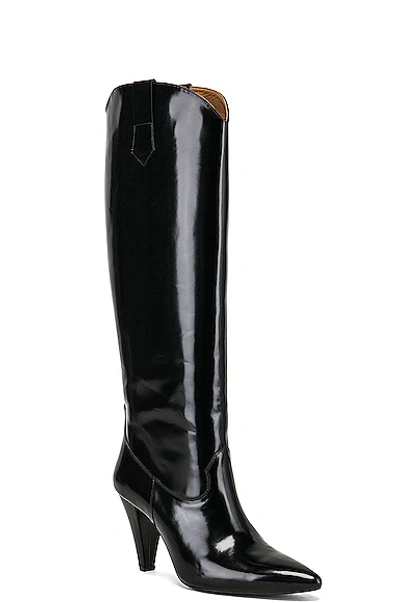 Shop Zeynep Arcay Patent Leather Knee High Boots In Black