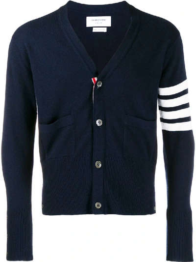 Shop Thom Browne Striped Arm Cardigan In Blue