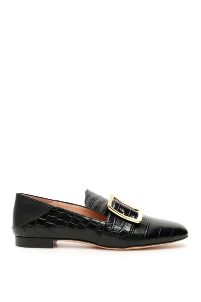 Shop Bally Croc Print Janelle Loafers In Black (black)