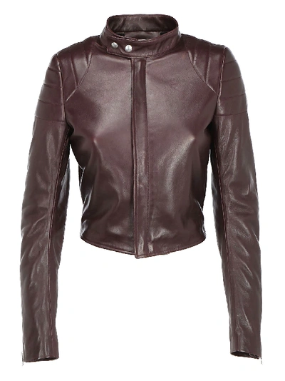 Shop Bottega Veneta Leather Jacket In Ox Blood