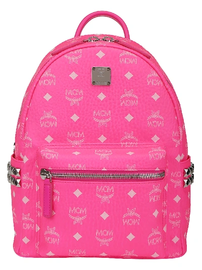 Shop Mcm Stark Backpack In Neon Pink